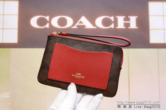 COACH蔻馳 原單級別 短款零錢包 拉鏈手包 頭層牛皮 64233  Chz1236